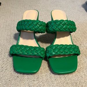 Green strappy heels